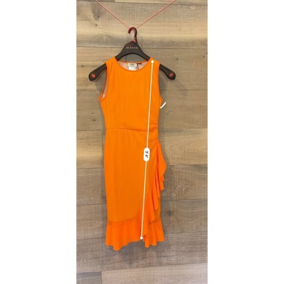 NWOT Fuzzi Ruffle Mesh Dress in Minio Size S - Picture 4 of 8